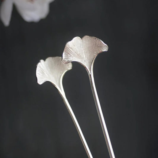 Designer original new in jewelry for women antique apricot leaf hairpin 925 silver