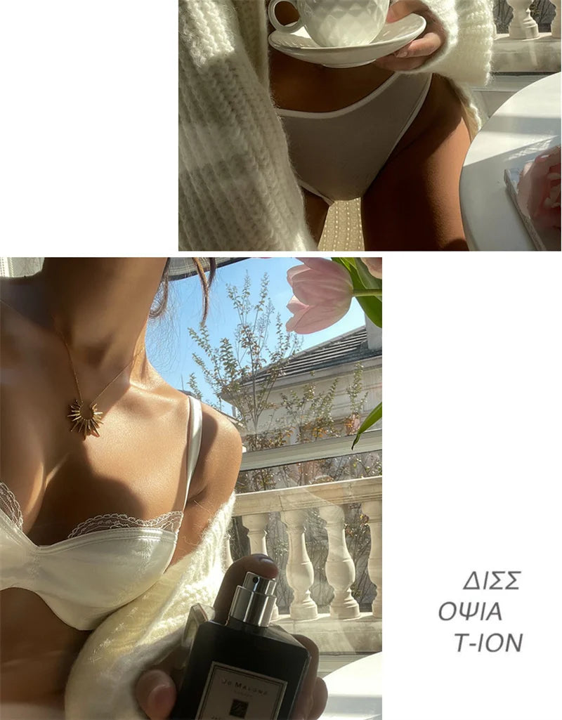 Seamless Underwear Set Sexy 1/2 Cup Bra and Mesh Panties