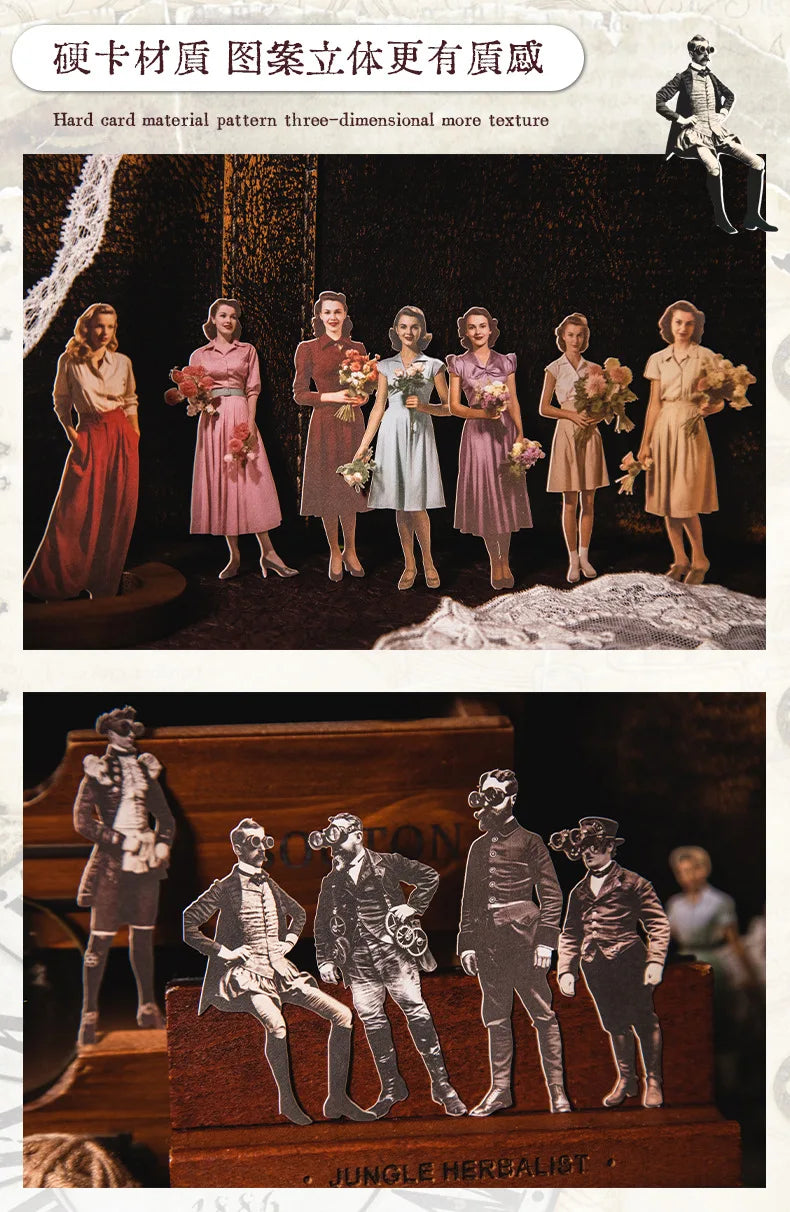 Mr. Paper, Retro Character Hard Card Stickers, Decorative Scrapbook Notebook