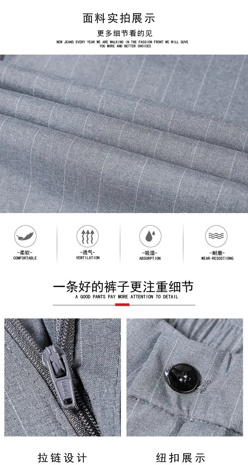 Spring Summer Men Thin Striped Business Suits Pants Streetwear
