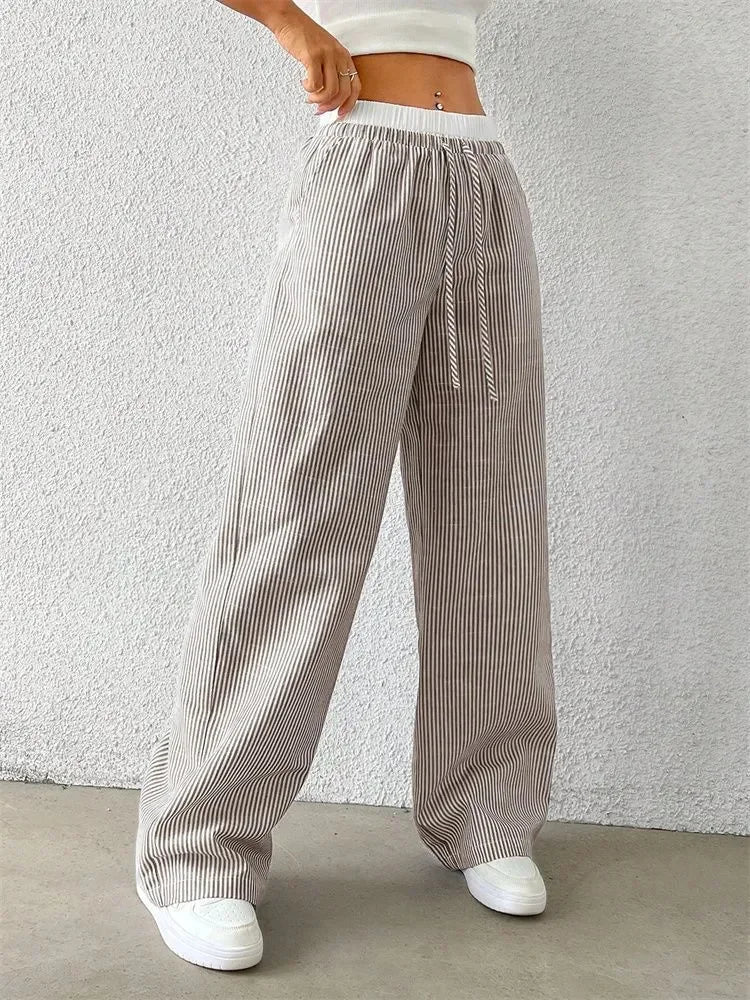 Striped Woven Wide Leg Pants