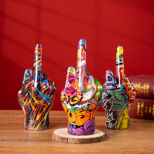 Graffiti Middle Finger Figurines Pop Street Art Statue Desktop Living Room Home Decoration Accessories Mantel Bookshelf Interior