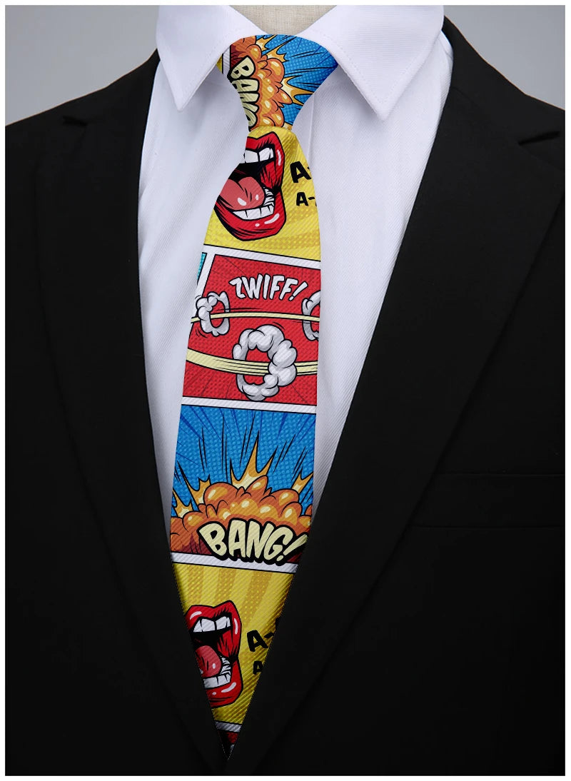 Cartoon printed tie men's casual fashion