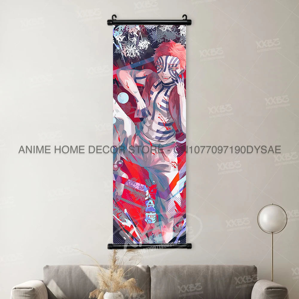 Demon Slayer Poster Kamado Tanjirou Scroll Picture Nezuko Hanging Painting Kanroji Mitsuri Wall Art Anime Uzui Tengen Home Decor