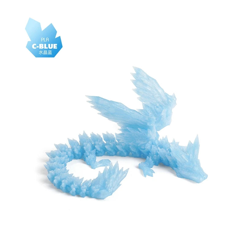 3D Printed Dragon Colorful Gem Dragon Figurines Movable Joint Rotatable