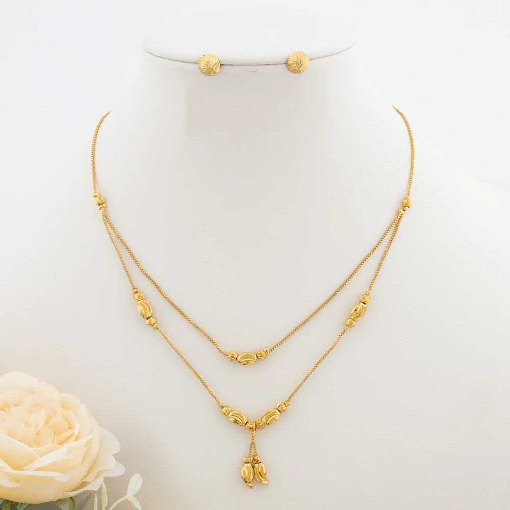 African Fashion Sets Luxury Dubai Jewelry Round Bead Stud Earrings Pendant Necklace