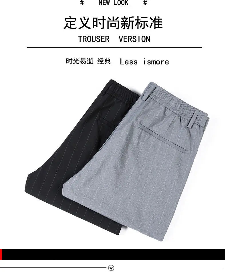 Spring Summer Men Thin Striped Business Suits Pants Streetwear
