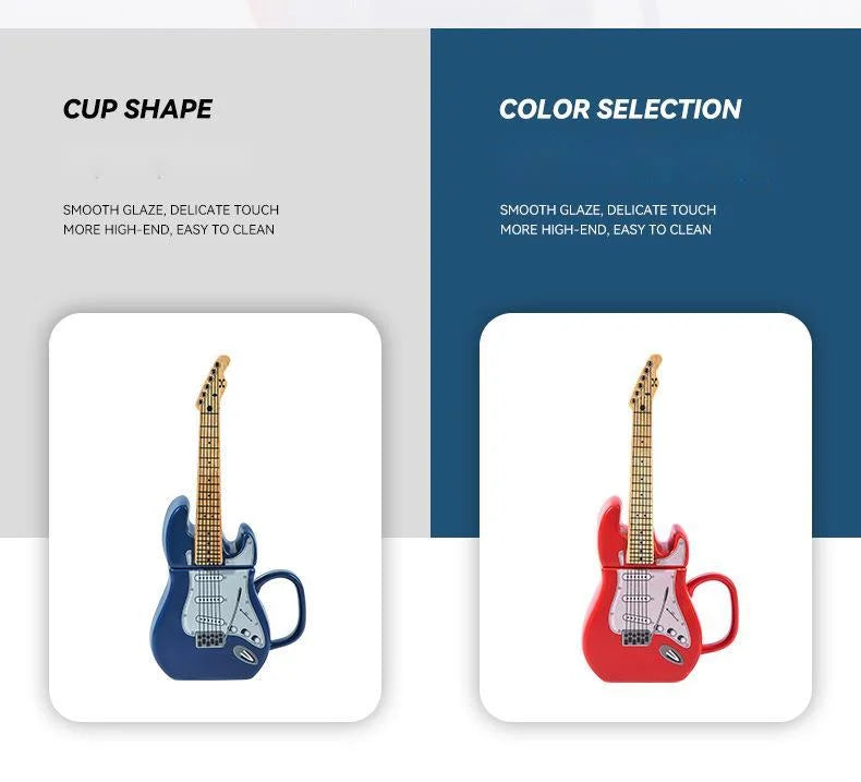 Creative Guitar Cup Shape Mug With Lid Novel 3D