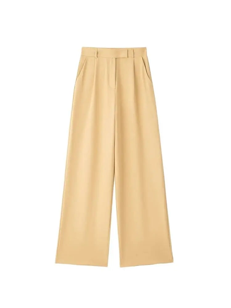 Vintage High Waist Zipper Fly Female Trousers