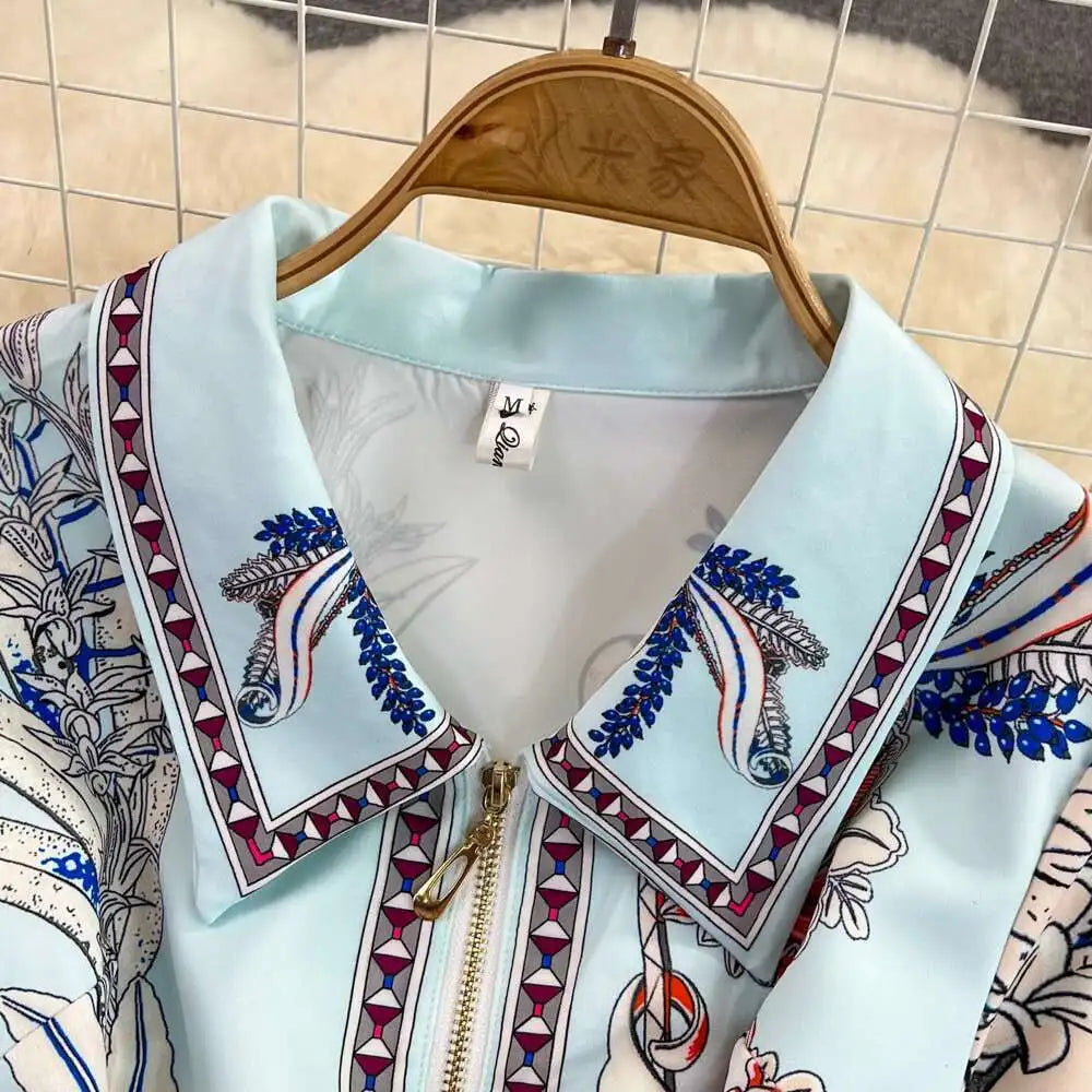 Short Sleeve Floral Print Sheath Bodycon Pencil Short Dress Shirt