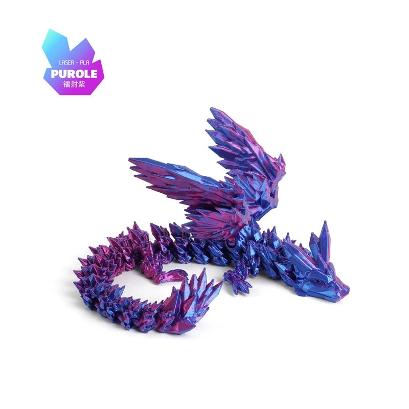 3D Printed Dragon Colorful Gem Dragon Figurines Movable Joint Rotatable