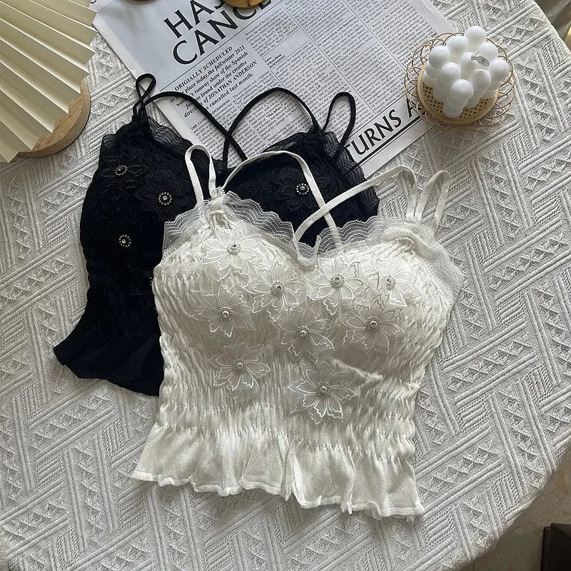 Tops French Diamond Appliqué Camisole Bottoming