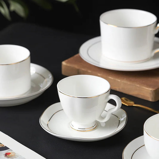 mug Bone china gold edged coffee cup set luxury