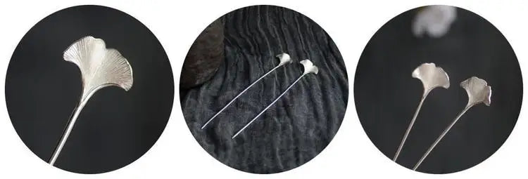 Designer original new in jewelry for women antique apricot leaf hairpin 925 silver