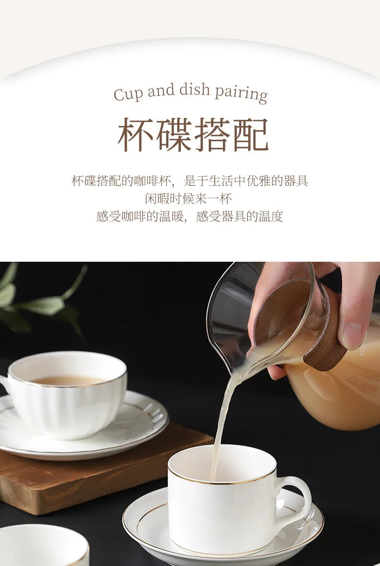 mug Bone china gold edged coffee cup set luxury