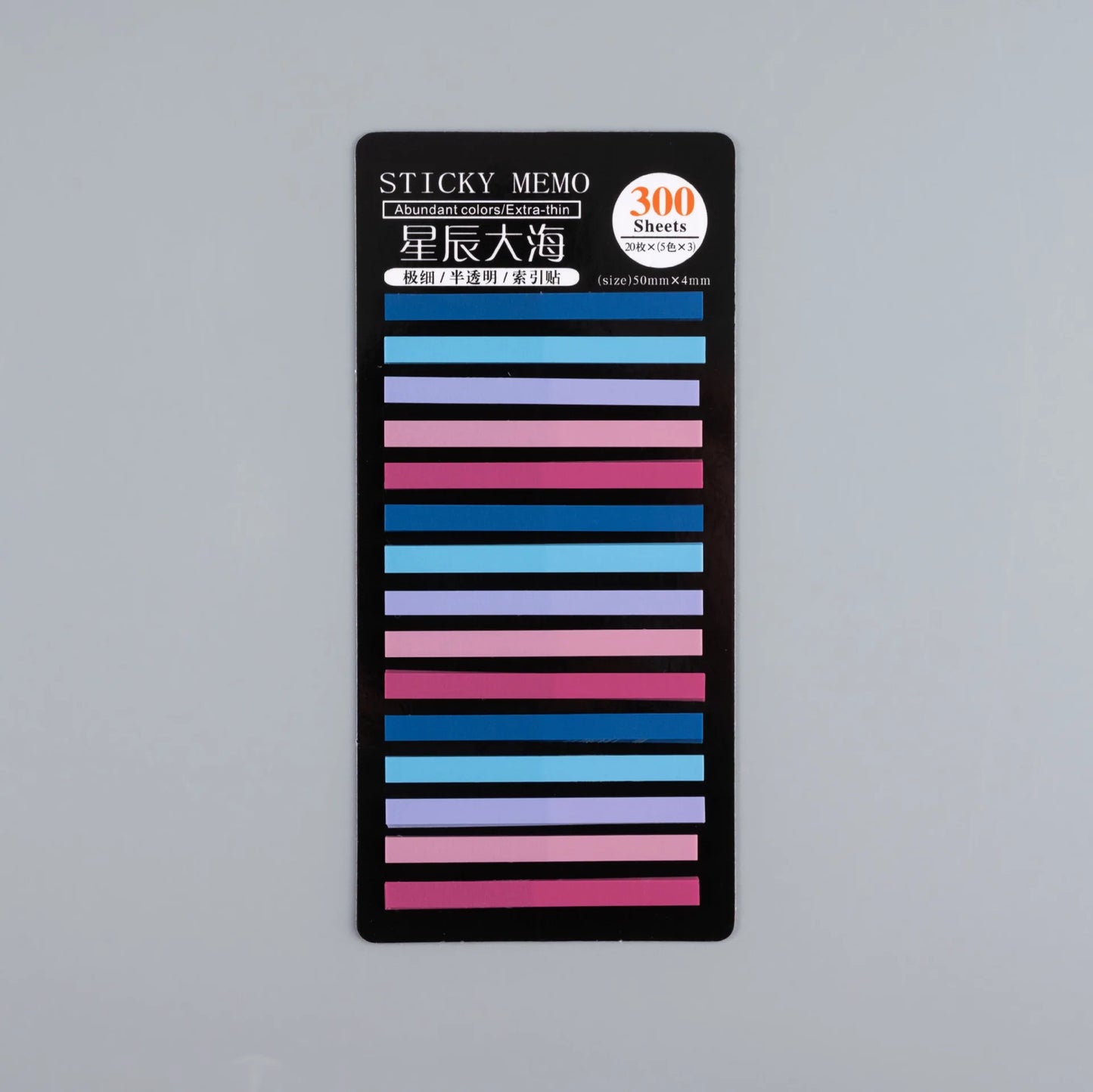 Rainbow Long Index Stickers 300 Sheets Fluorescent PET Waterproof Color