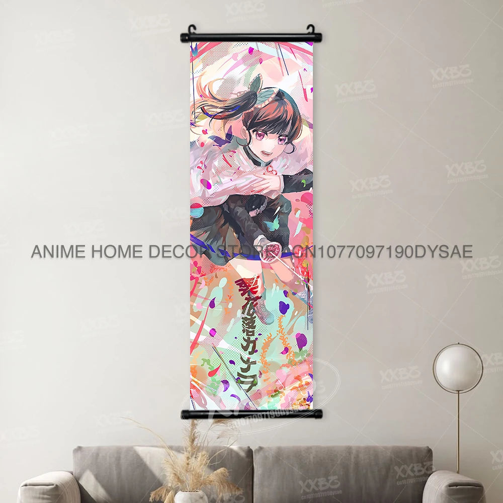 Demon Slayer Poster Kamado Tanjirou Scroll Picture Nezuko Hanging Painting Kanroji Mitsuri Wall Art Anime Uzui Tengen Home Decor