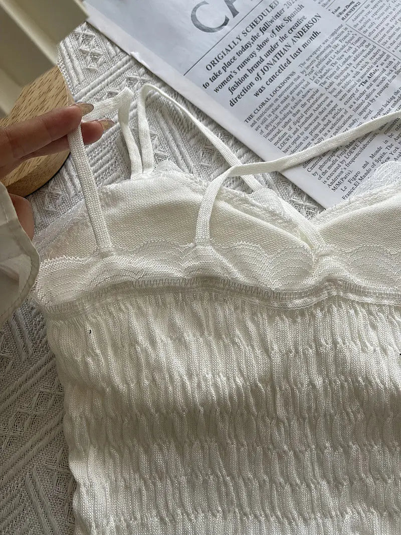 Tops French Diamond Appliqué Camisole Bottoming