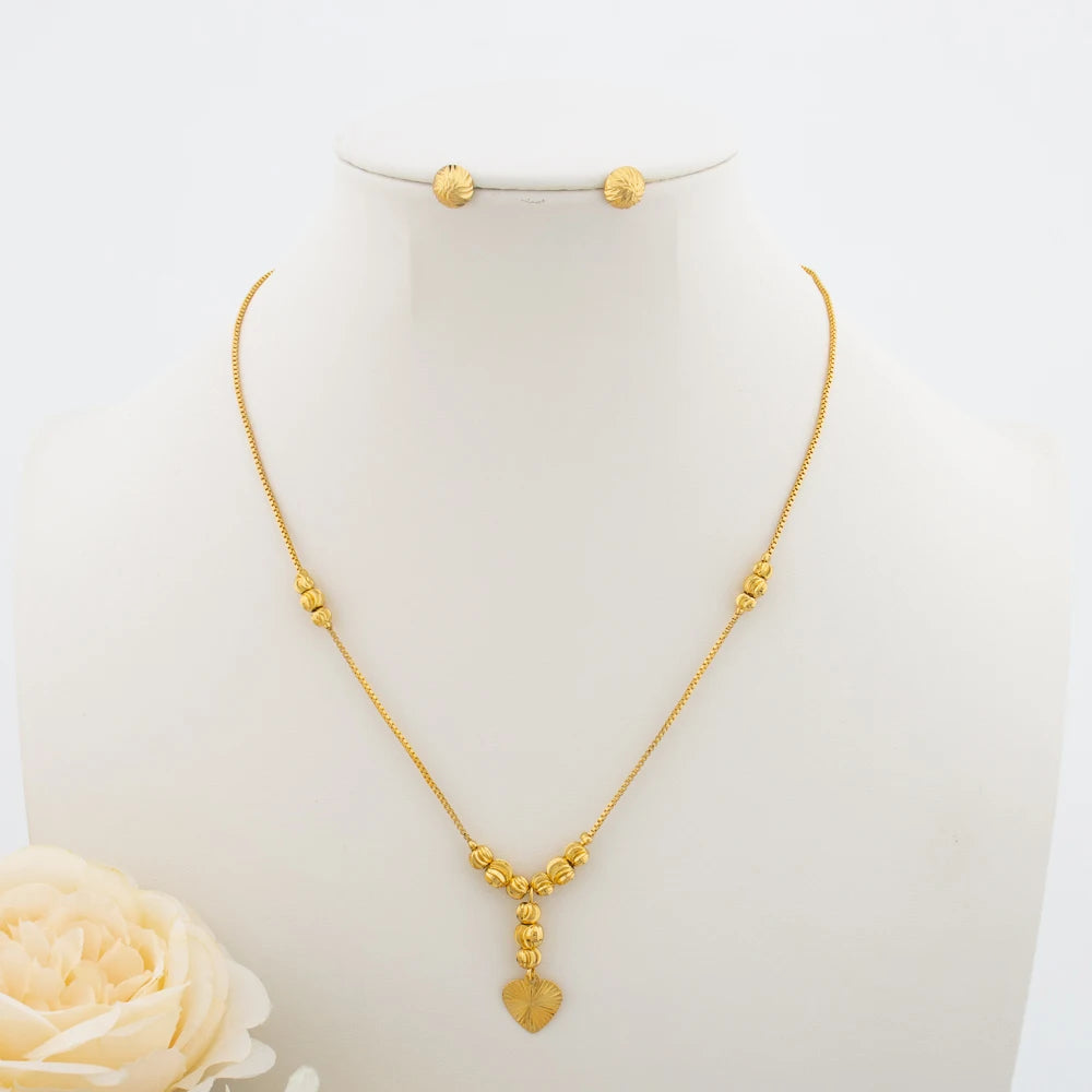 African Fashion Sets Luxury Dubai Jewelry Round Bead Stud Earrings Pendant Necklace