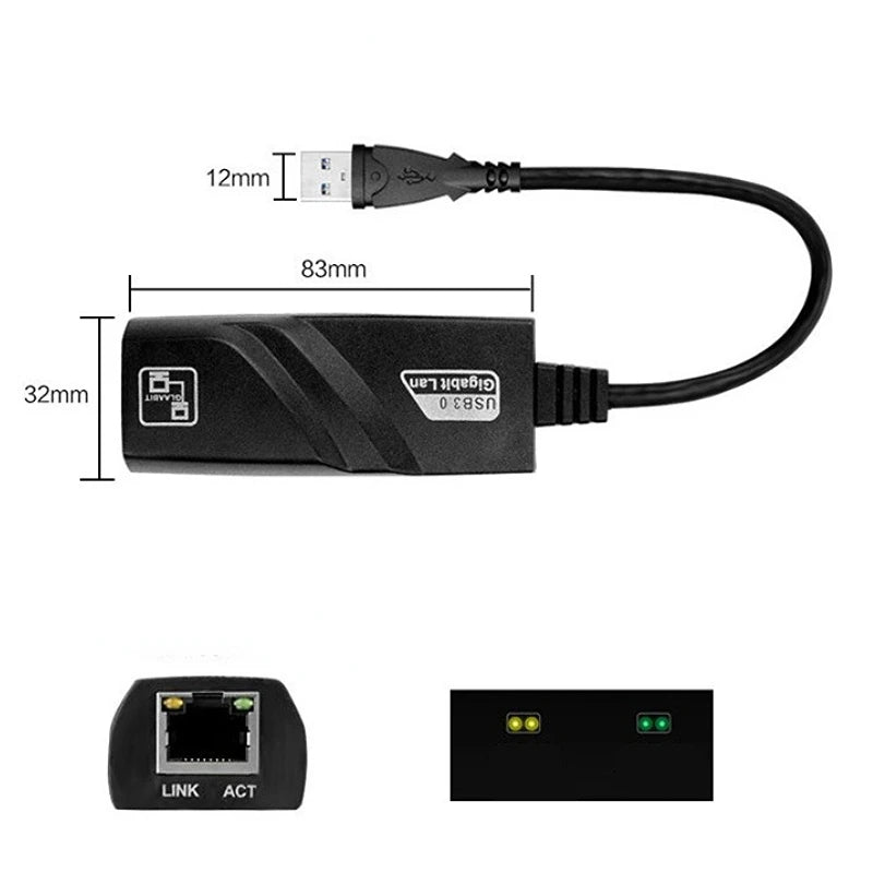 USB 3.0 To Rj45 Lan Ethernet Wired Adapter 10/100Mbps