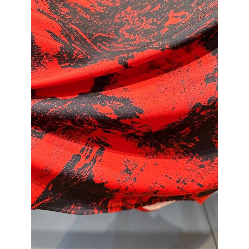 Vintage Print Button Up Shirt Casual Streetwear Y2K Short Sleeve