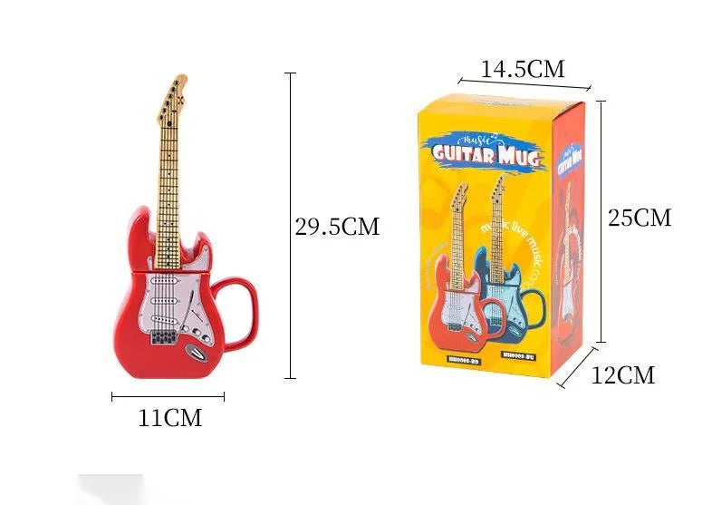 Creative Guitar Cup Shape Mug With Lid Novel 3D