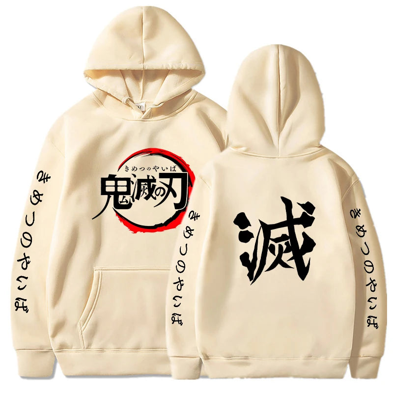 Demon Slayer Hoodies Men Fashion Letter Graphic Printed Sweatshirts Women