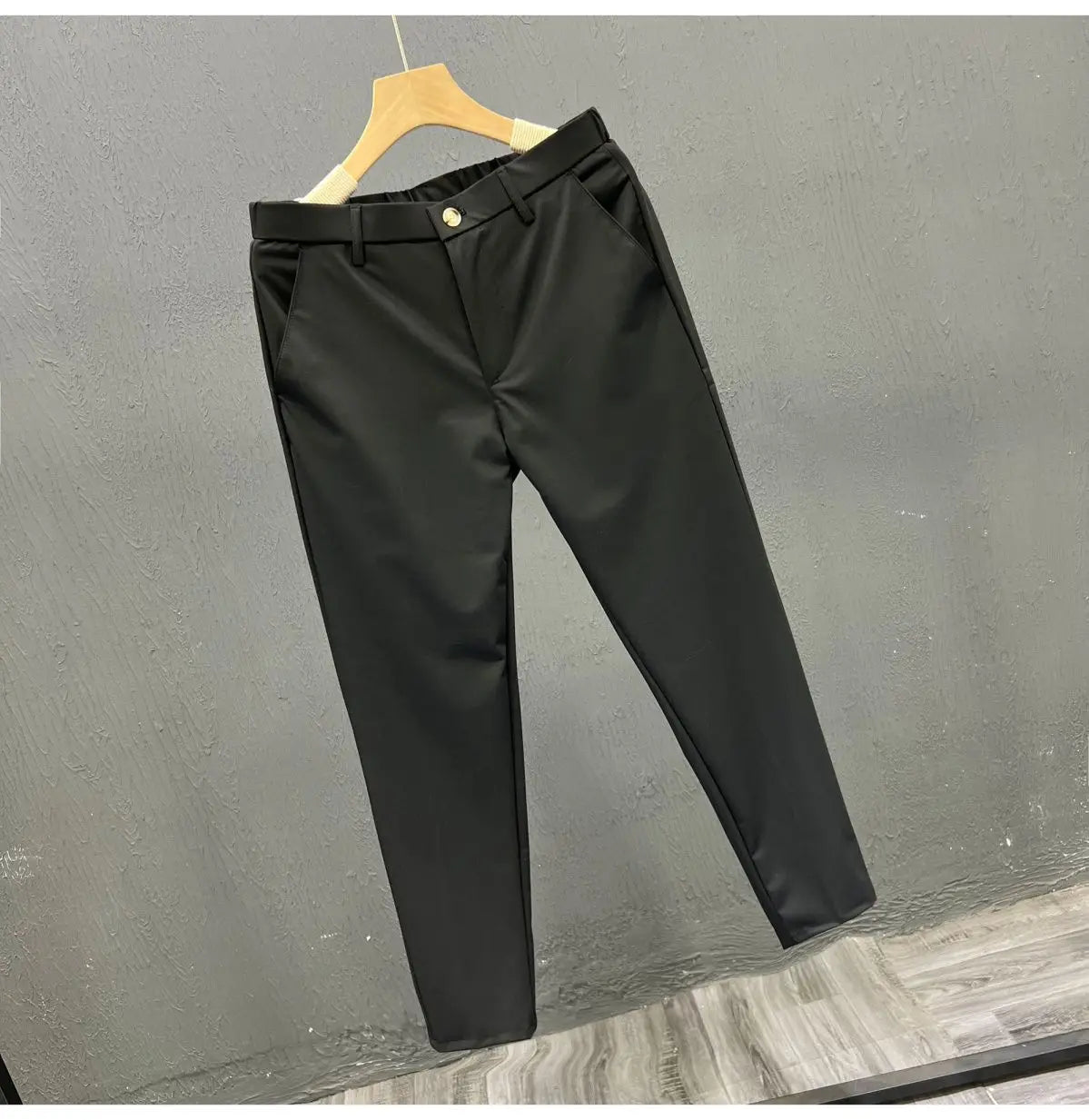 Business Casual All Match Suit Pants Formal Strecth Solid Straight Slim Trousers