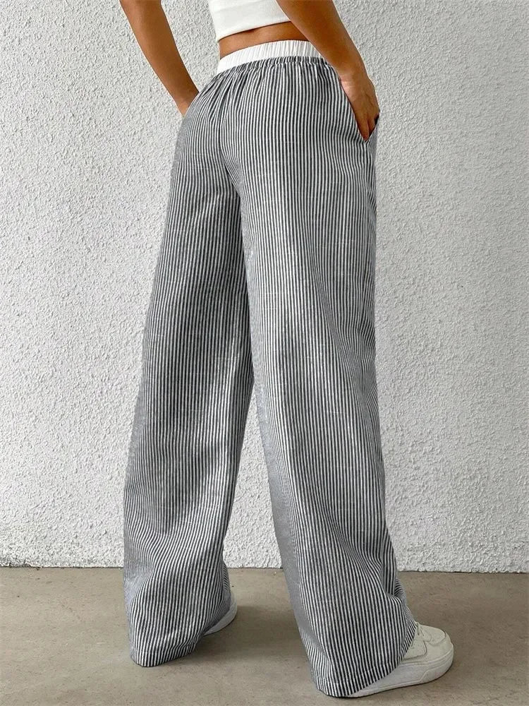Striped Woven Wide Leg Pants