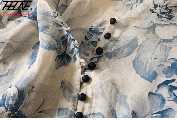 Casual Loose Print V Neck Short Sleeve