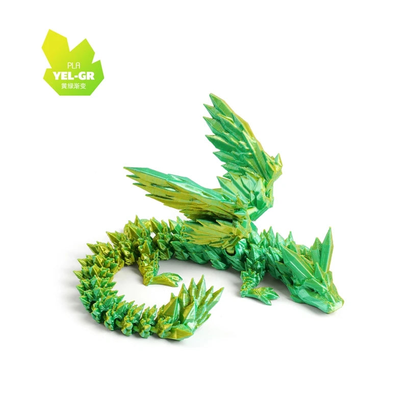 3D Printed Dragon Colorful Gem Dragon Figurines Movable Joint Rotatable