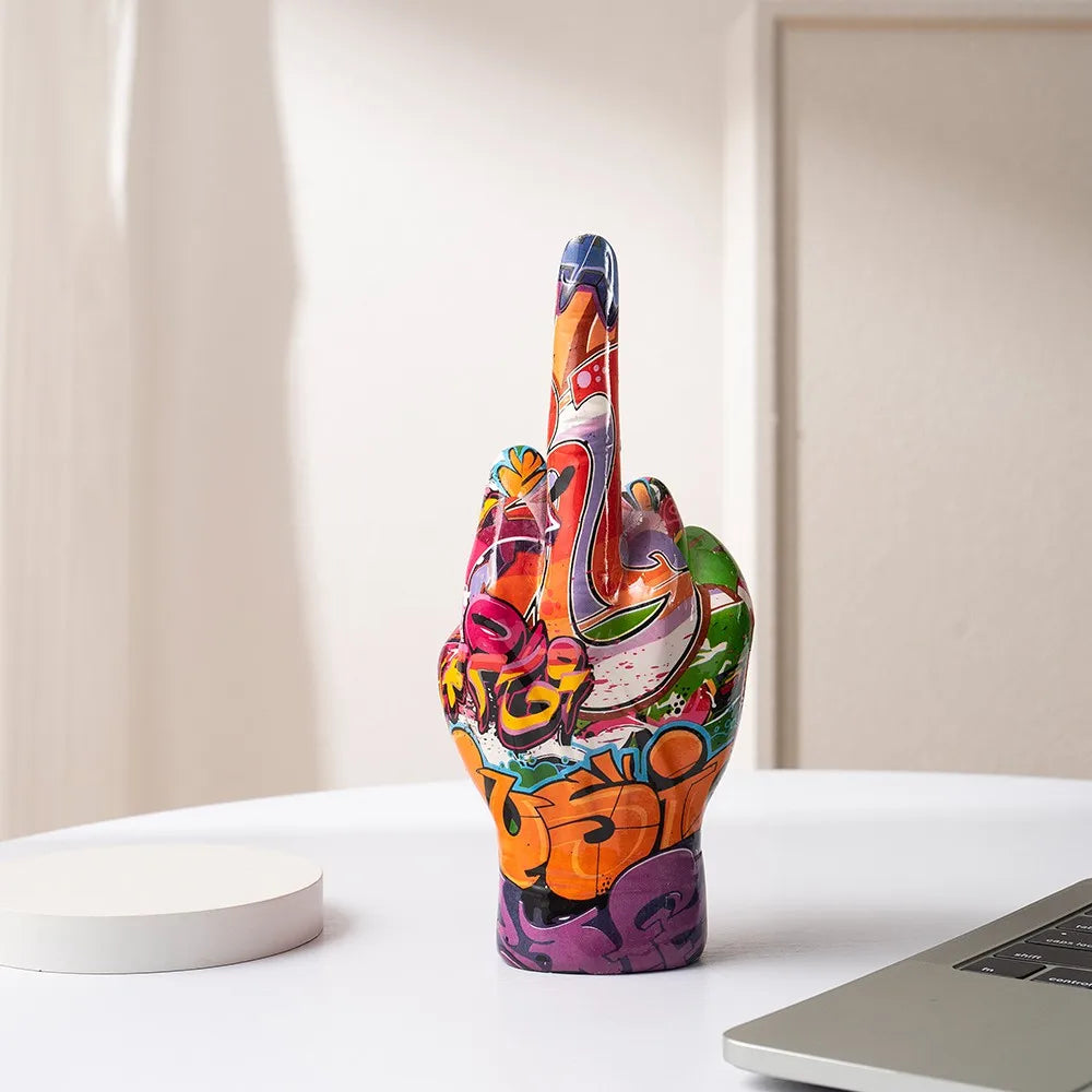 Graffiti Middle Finger Figurines Pop Street Art Statue Desktop Living Room Home Decoration Accessories Mantel Bookshelf Interior