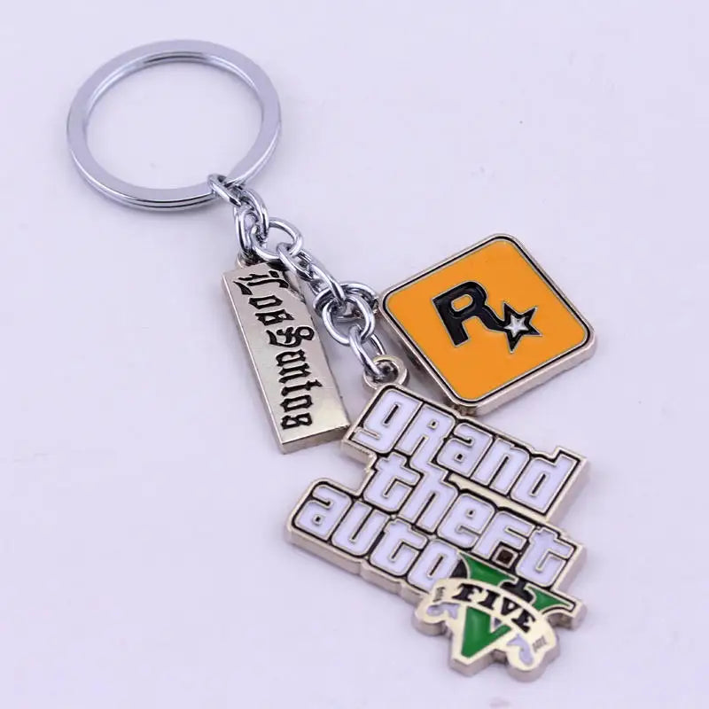 Fashion Jewelry PS4 GTA 5 Keychain Grand Theft Auto V Keyring car pendant Accessories