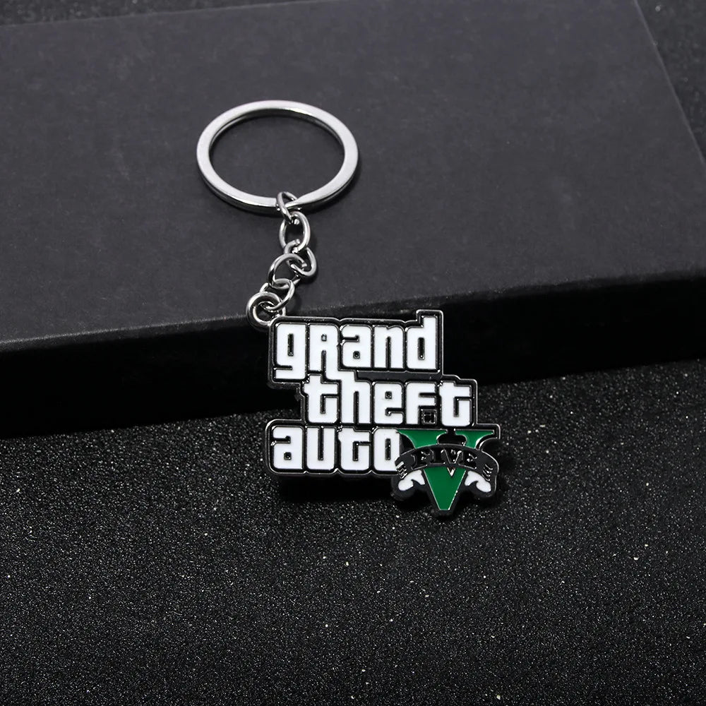 Fashion Jewelry PS4 GTA 5 Keychain Grand Theft Auto V Keyring car pendant Accessories
