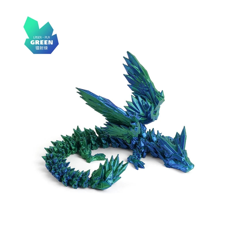 3D Printed Dragon Colorful Gem Dragon Figurines Movable Joint Rotatable