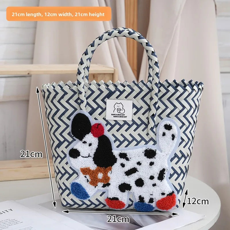 Large Capaci Handwoven op Bag Buet ape Cartoon Summer Handbag