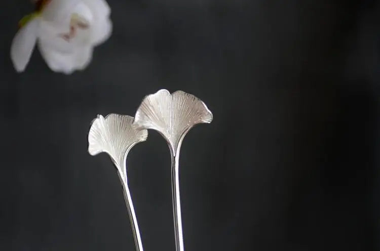 Designer original new in jewelry for women antique apricot leaf hairpin 925 silver