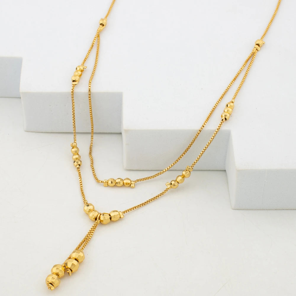 African Fashion Sets Luxury Dubai Jewelry Round Bead Stud Earrings Pendant Necklace