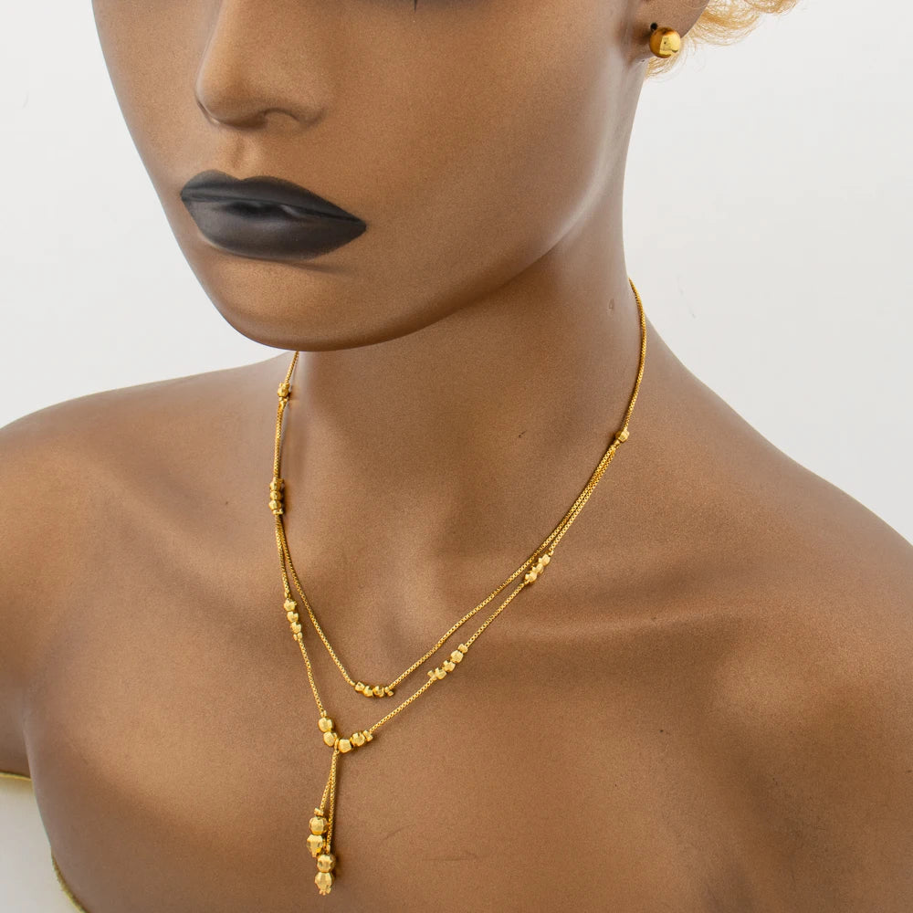 African Fashion Sets Luxury Dubai Jewelry Round Bead Stud Earrings Pendant Necklace