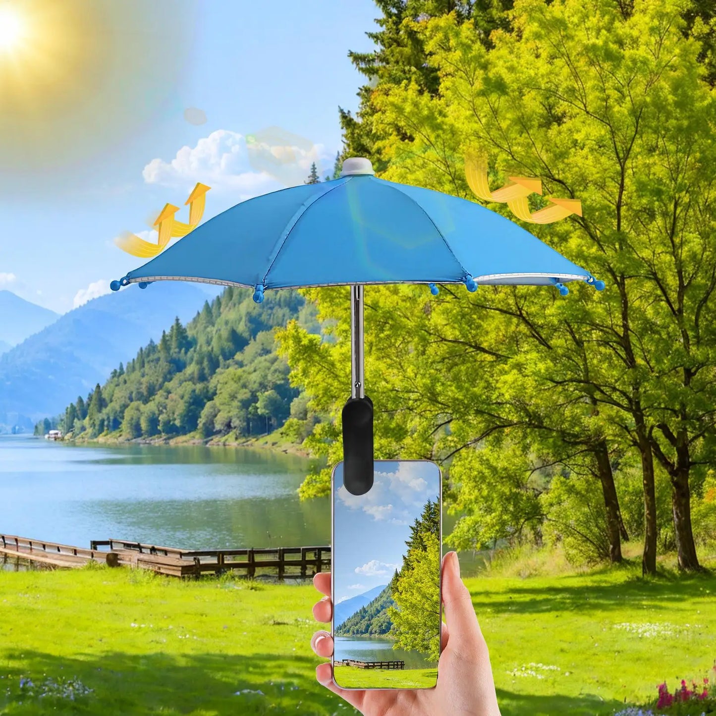 Cell Phone Umbrella Holder with Clip for Sun Shade