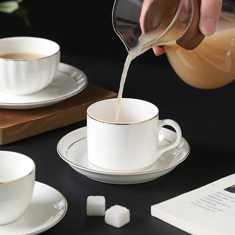 mug Bone china gold edged coffee cup set luxury