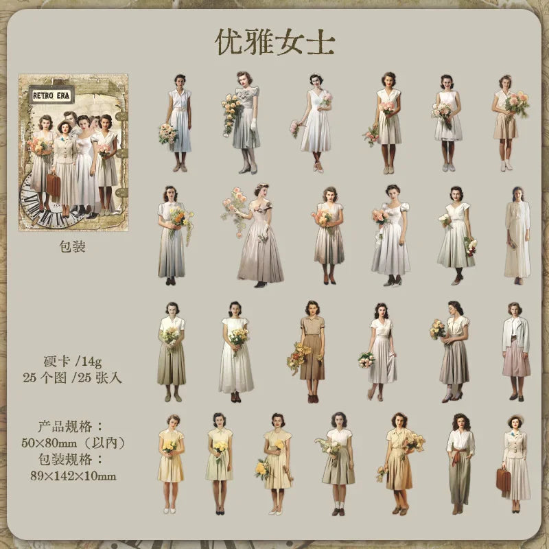 Mr. Paper, Retro Character Hard Card Stickers, Decorative Scrapbook Notebook