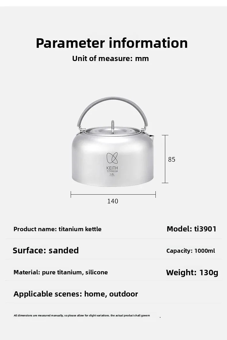 Keith Titanium Kettle with Folding Handle