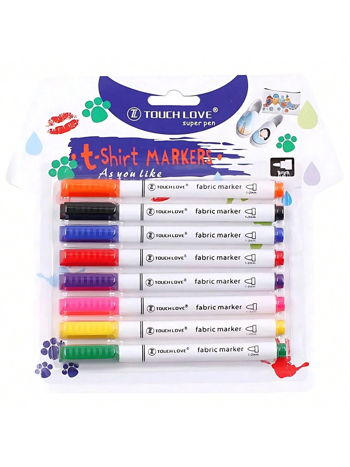 8pcs Waterproof Color Fabric Textile Marker Pen For T Shirt Shoes Clothes