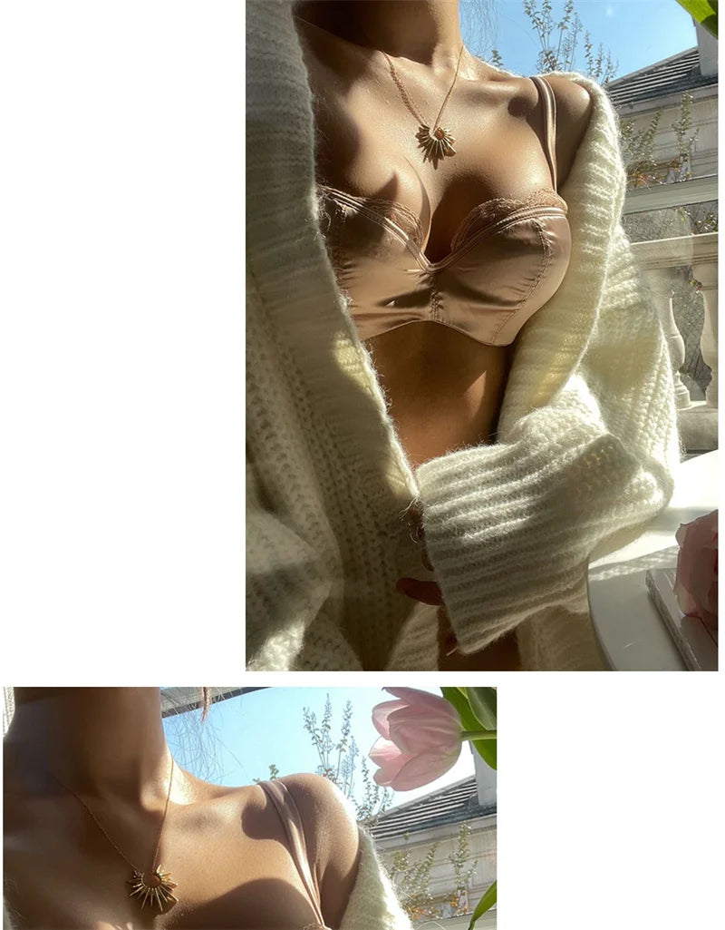 Seamless Underwear Set Sexy 1/2 Cup Bra and Mesh Panties