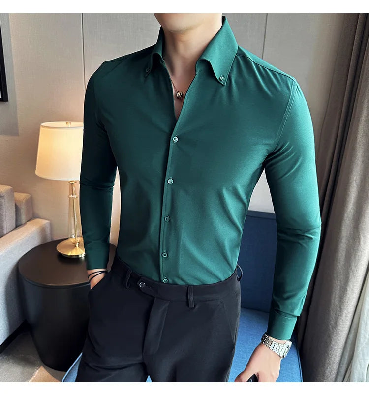 Autumn Long Sleeve Camisas Business Fashion Shirt Male Solid British Style