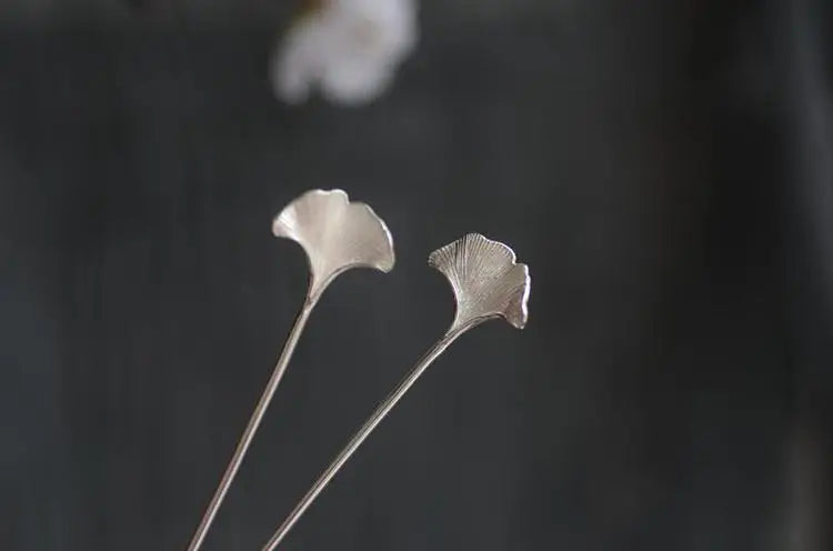 Designer original new in jewelry for women antique apricot leaf hairpin 925 silver