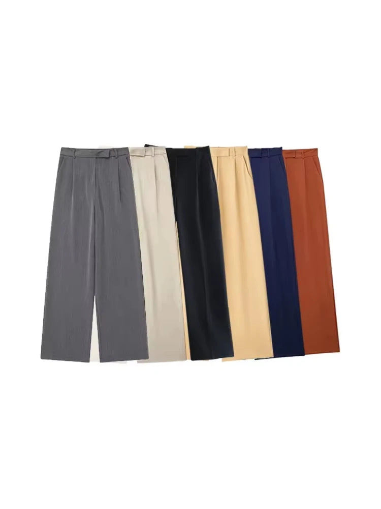 Vintage High Waist Zipper Fly Female Trousers