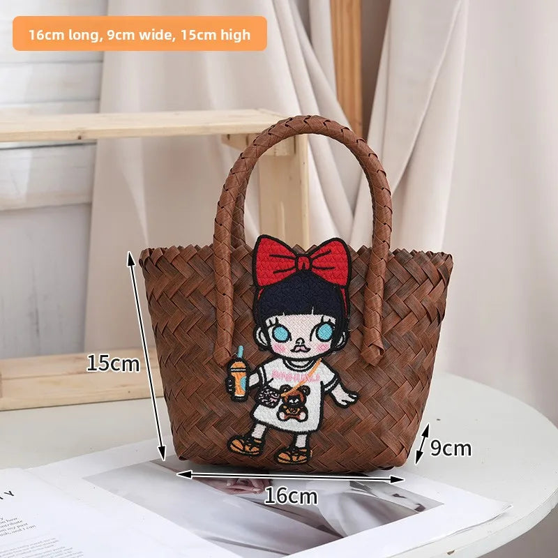Large Capaci Handwoven op Bag Buet ape Cartoon Summer Handbag