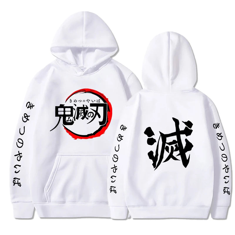 Demon Slayer Hoodies Men Fashion Letter Graphic Printed Sweatshirts Women